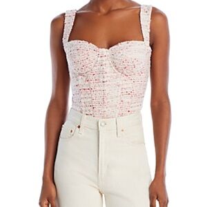 Aqua Textured Cream and Red Crop Top
